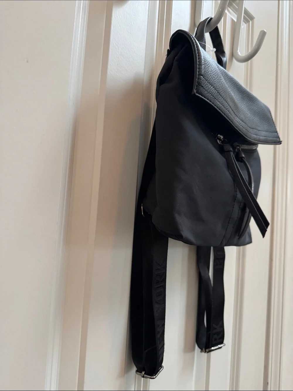 Botkier Black Nylon & Leather Flap Backpack